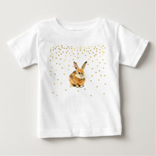 Rabbit in a Shower Golden Polka Dots Baby T-Shirt
