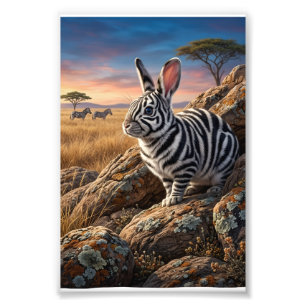 Rabbit In African Savannah Sunset Wildlife Fleece Photo Print