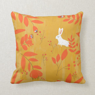 rabbit in autumn throw pillow