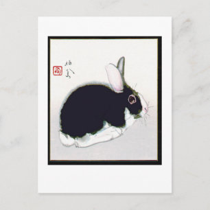 Rabbit in Black and White Postcard