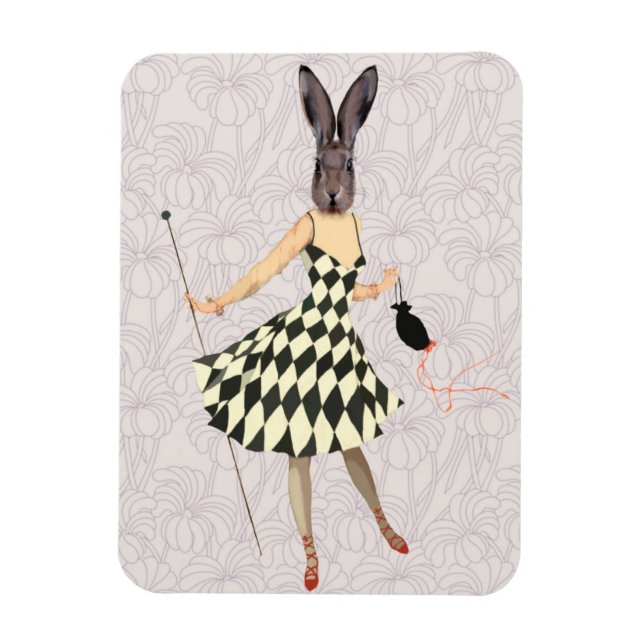 Rabbit in Black White Dress 2 Magnet (Vertical)