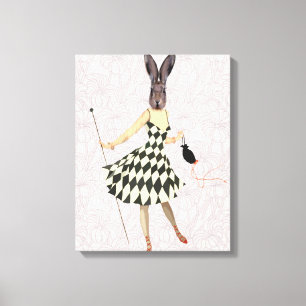 Rabbit in Black White Dress Canvas Print
