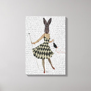 Rabbit in Black White Dress Canvas Print