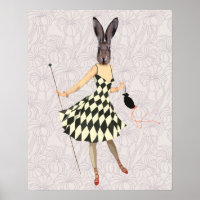Rabbit in Black White Dress