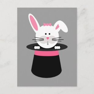 Rabbit In Hat Magic Birthday Party Postcard Invite