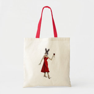 Rabbit in Red Dress Tote Bag