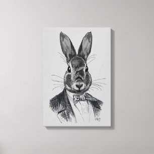 Rabbit In Suit Portrait Canvas Print