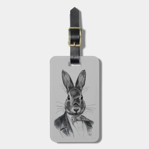 Rabbit In Suit Portrait Luggage Tag