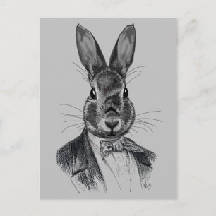 Rabbit In Suit Portrait Postcard