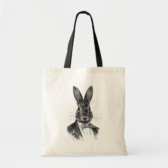 Rabbit In Suit Portrait Tote Bag (Front)