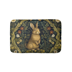 Rabbit in the forest art nouveau style bath mat