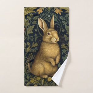 Rabbit in the forest art nouveau style hand towel