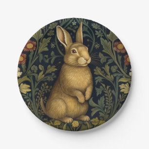 Rabbit in the forest art nouveau style paper plate