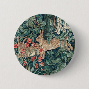 Rabbit In The Forest - William Morris 2 Inch Round Button