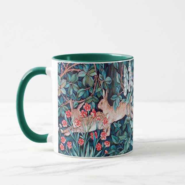 Rabbit in The Forest, William Morris, Art Nouveau Mug (Left)