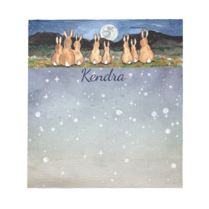 Rabbit in the Moon Personalized Starry Night Bunny Notepad