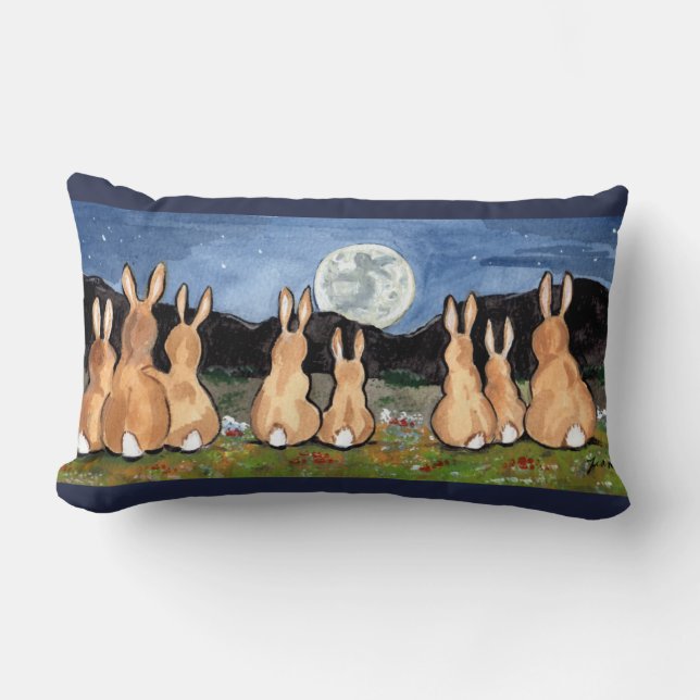 "Rabbit in the Moon" Throw Accent Pillow (Front)