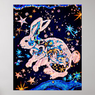 Rabbit in the Sky with Stars Poster