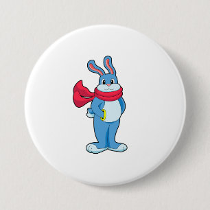 Rabbit in Winter with Scarf 3 Inch Round Button