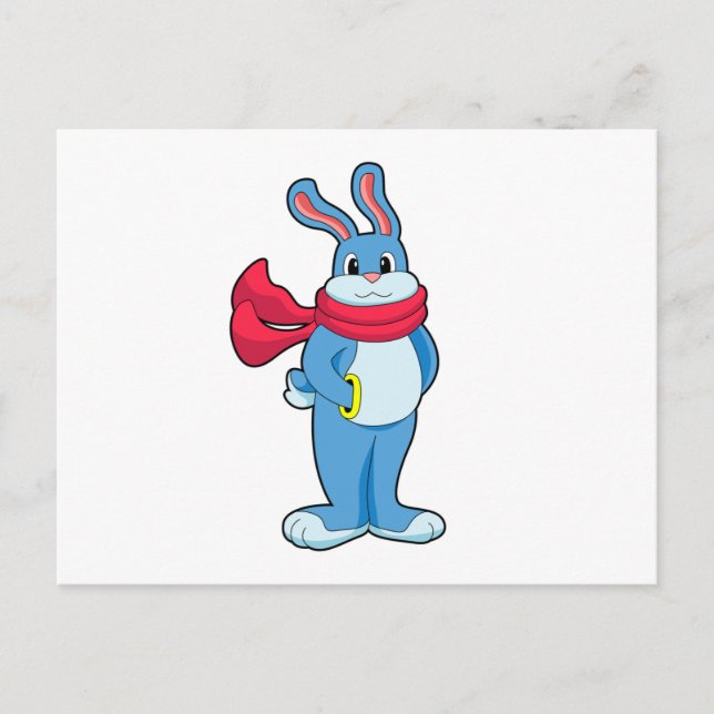 Rabbit in Winter with Scarf Postcard (Front)