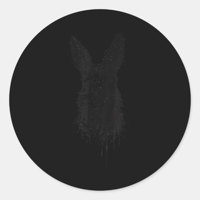 Rabbit Ink Art Nge Edgy Forest Wildlife Rtrait Bun Classic Round Sticker (Front)