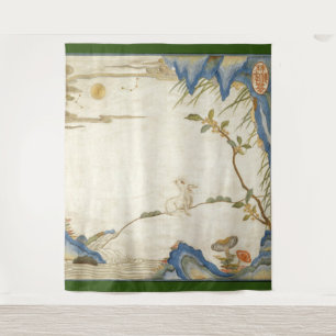 RABBIT JAPONAIS SUR LA Tapisserie LUNE