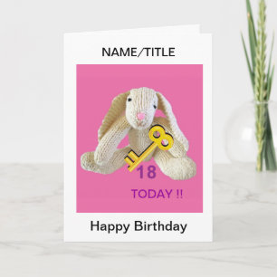 Rabbit Key 18ème anniversaire carte nom fille etc.