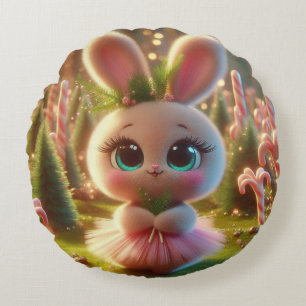 Rabbit Lady Round Pillow