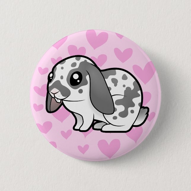 Rabbit Love (floppy ear smooth hair) 2 Inch Round Button (Front)