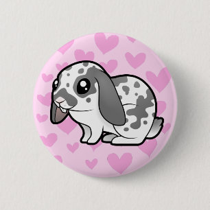 Rabbit Love (floppy ear smooth hair) 2 Inch Round Button