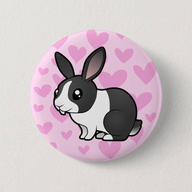 Rabbit Love (uppy ear smooth hair) 2 Inch Round Button (Front)