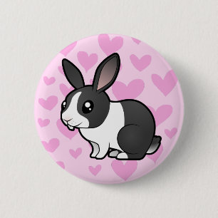 Rabbit Love (uppy ear smooth hair) 2 Inch Round Button