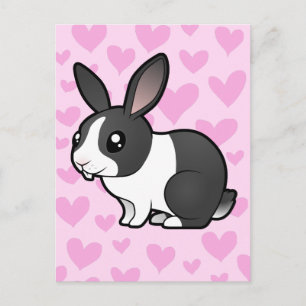 Rabbit Love (uppy ear smooth hair) Postcard