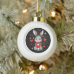 Rabbit Lover Heart Girl Ceramic Ball Christmas Ornament<br><div class="desc">Rabbit Lover Heart Girl</div>