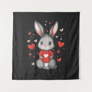 Rabbit Lover Heart Girl Tapestry
