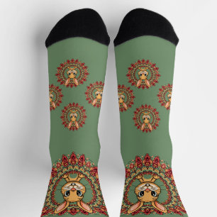 Rabbit Mandala Green Socks
