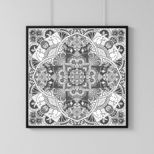 Rabbit Mandala Nature Art Print on Custom Color 