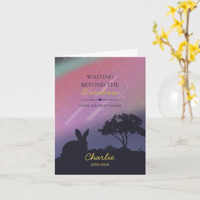 Rabbit Memorial Card Rainbow Bridge Sympathy (Yellow Flower)