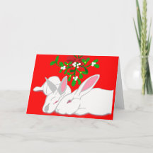 Rabbit Mistletoe Bunny Love Carte de vacances