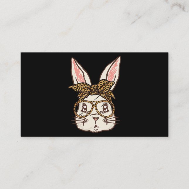 Rabbit Mom Bunny With Leopard Glasses Headband Business Card (Front)