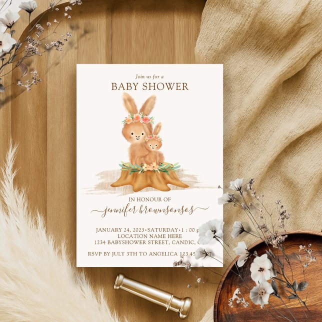 Rabbit Mommy Bunny Baby Invitation (Creator Uploaded)