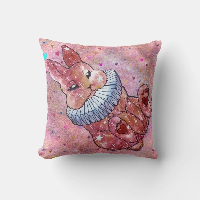 Rabbit named Ladybug Throw Pillow (Front)