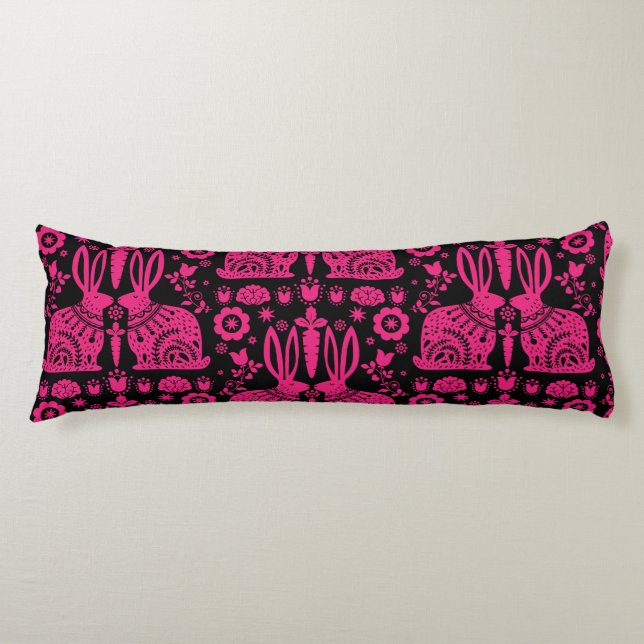Rabbit Nordic Scandinavian Folk Art     Body Pillow (Front)