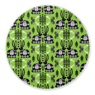 Rabbit Nordic Scandinavian Folk Art          Ceramic Knob