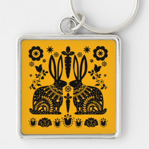 Rabbit Nordic Scandinavian Folk Art     Keychain