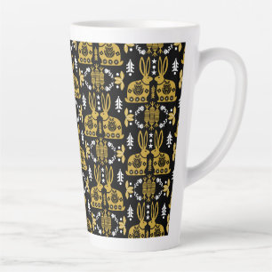 Rabbit Nordic Scandinavian Folk Art         Latte Mug