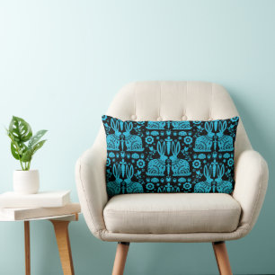 Rabbit Nordic Scandinavian Folk Art Lumbar Pillow