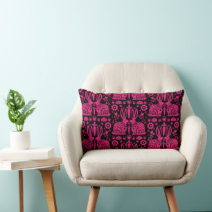 Rabbit Nordic Scandinavian Folk Art Lumbar Pillow