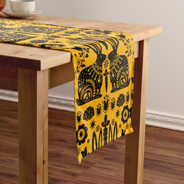 Rabbit Nordic Scandinavian Folk Art     Short Table Runner (In Situ)