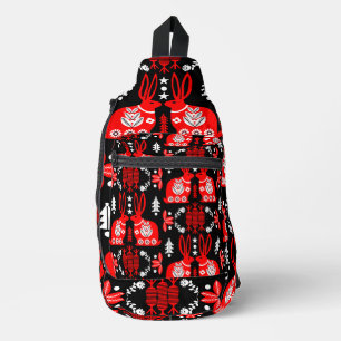 Rabbit Nordic Scandinavian Folk Art Sling Bag
